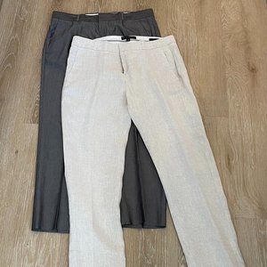 Two (2) Pair Banana Republic Avery Pants, Size 4, Gray and Cream